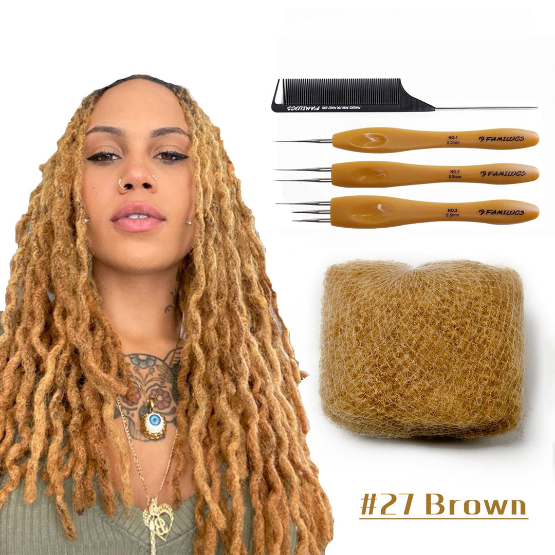 FAMILOCS Human Hair Afro Kinky Bulk(#27 Brown)