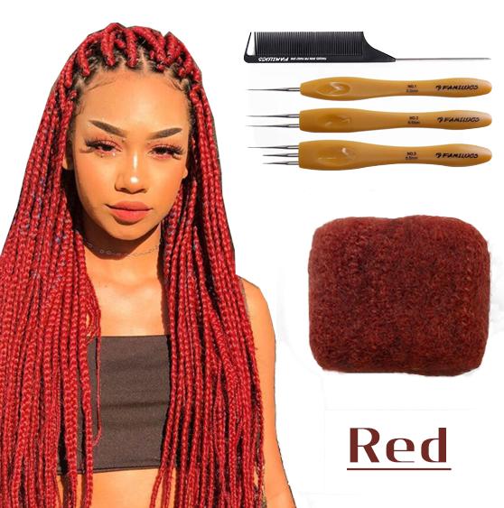 FAMILOCS Human Hair Afro Kinky Bulk(Red)
