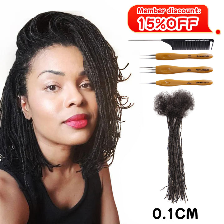 0.1cm Micro Dreadlocks Extensions 100% Human Hair  for Man/Women with Needle and Comb