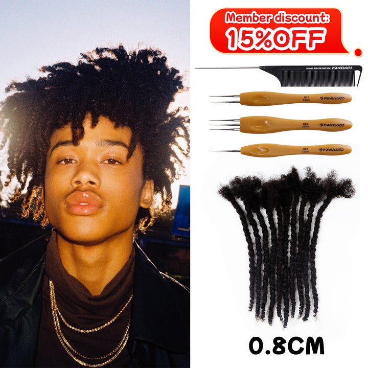 0.8cm Texture Dreadlocks Extensions 100% Human Hair  for Man/Women with Needle and Comb