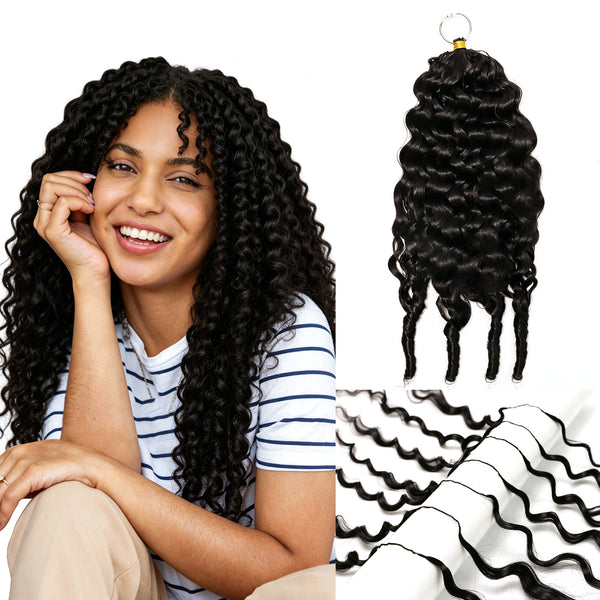 FAMILOCS Burmese Curly Crochet Hair 100% Human Hair Extensions Machine Made Feather Crochet for Braids Locs Twists