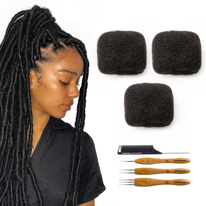 FAMILOCS Natural Black Afro Kinky Bulk Human Hair for Braiding and Loc Extensions Soft Natural Texture-12
