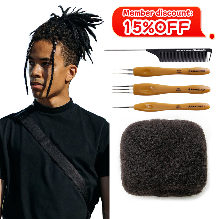 30g Tight Afro Kinkys Bulk Human Hair for DreadLocks Extensions, Loc Repair,Twist and Braiding (Natural Black, 1 Bundles)