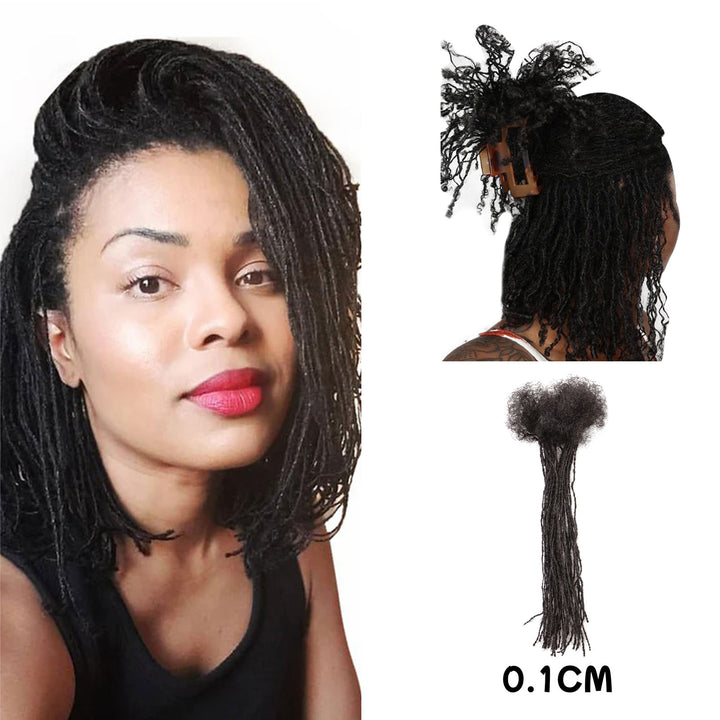 0.1cm Micro Dreadlocks Extensions 100% Human Hair  for Man/Women with Needle and Comb