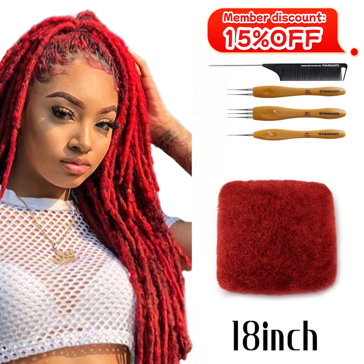 18inch Afro Kinky Bulk 100% Human Hair for Man/Women with Needle and Comb