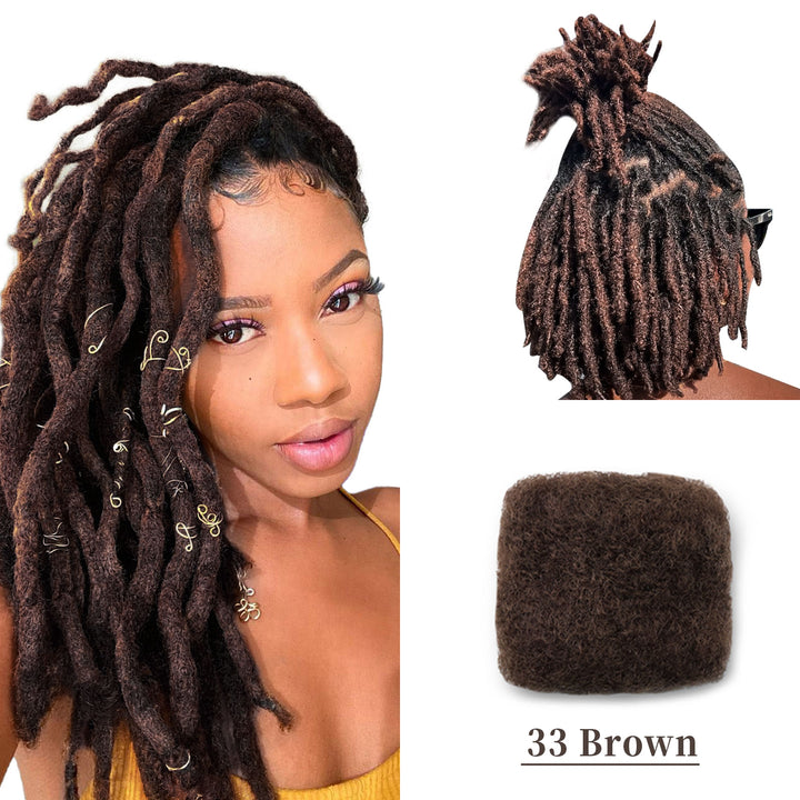 30g Tight Afro Kinkys Bulk Human Hair for DreadLocks Extensions, Loc Repair,Twist and Braiding (33 Brown, 1 Bundles)