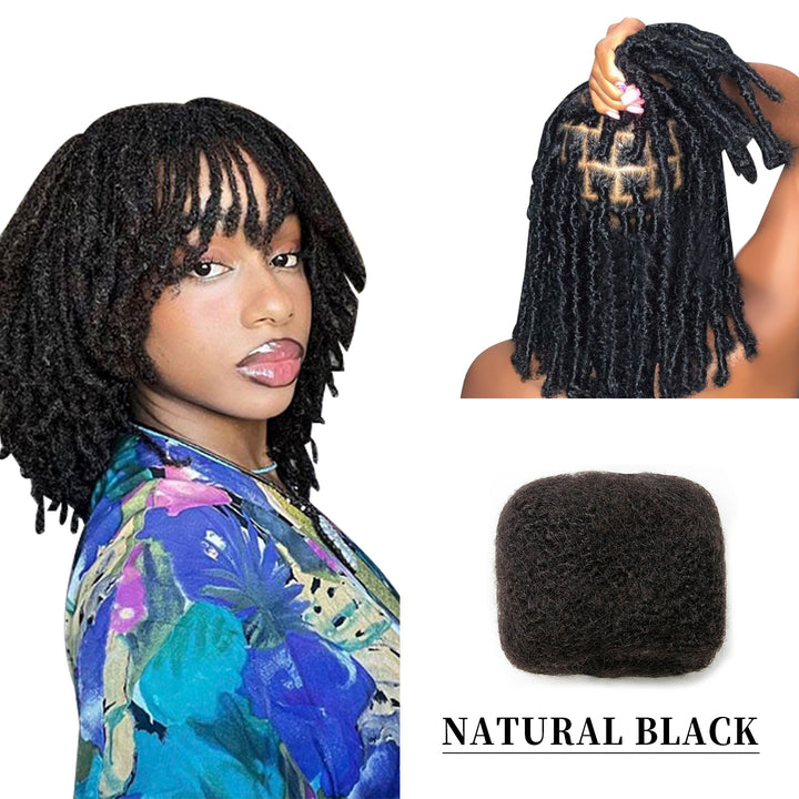 30g Tight Afro Kinkys Bulk Human Hair for DreadLocks Extensions, Loc Repair,Twist and Braiding (Natural Black, 1 Bundles)