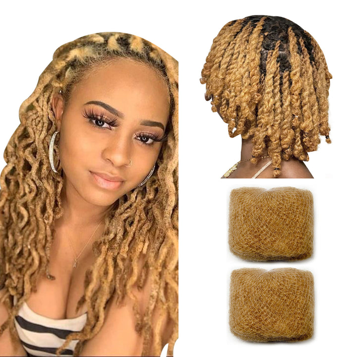 60g Tight Afro Kinkys Bulk Human Hair for DreadLocks Extensions, Loc Repair,Twist and Braiding (Brown Color, 2 Bundles)