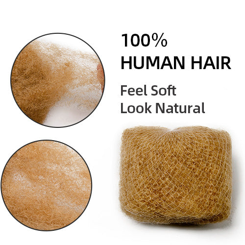 300g Tight Afro Kinkys Bulk Human Hair for DreadLocks Extensions, Loc Repair,Twist and Braiding (Brown Color, 10 Bundles)