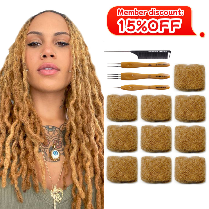 300g Tight Afro Kinkys Bulk Human Hair for DreadLocks Extensions, Loc Repair,Twist and Braiding (Brown Color, 10 Bundles)