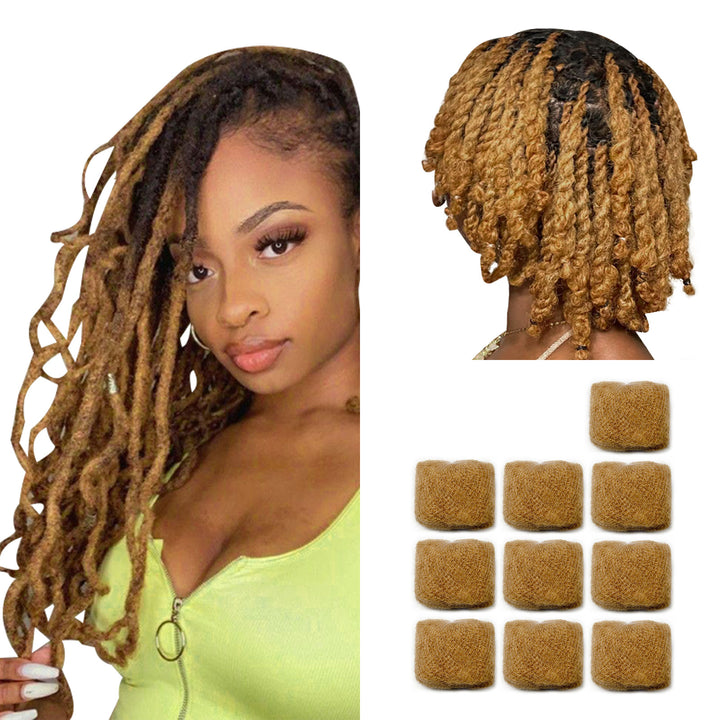 300g Tight Afro Kinkys Bulk Human Hair for DreadLocks Extensions, Loc Repair,Twist and Braiding (Brown Color, 10 Bundles)