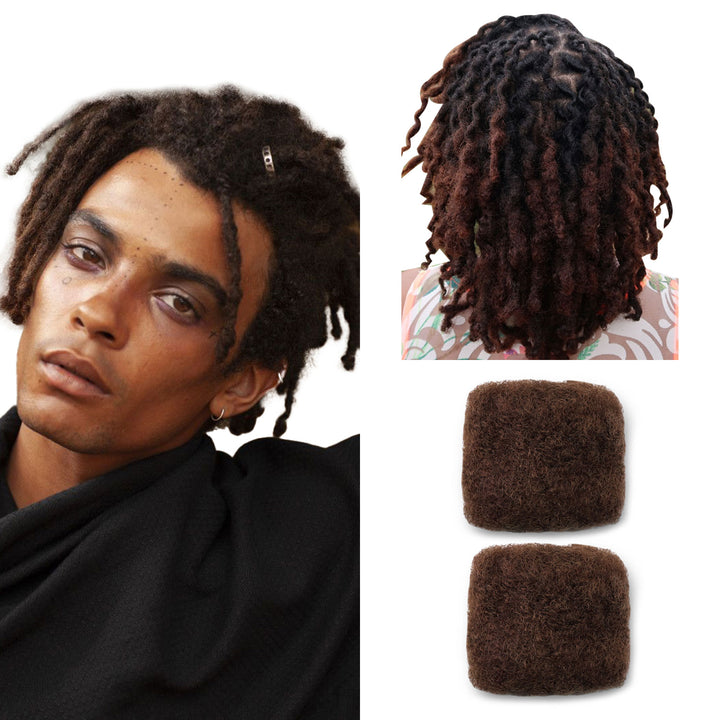 60g Tight Afro Kinkys Bulk Human Hair for DreadLocks Extensions, Loc Repair,Twist and Braiding (33 Brown, 2 Bundles)