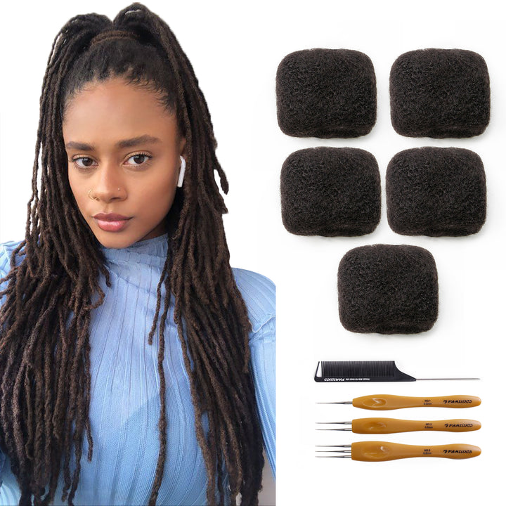 FAMILOCS Natural Black Afro Kinky Bulk Human Hair for Braiding and Loc Extensions Soft Natural Texture-20