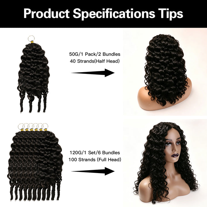 FAMILOCS Burmese Curly Crochet Hair 100% Human Hair Natural Black Lightweight Extensions-2