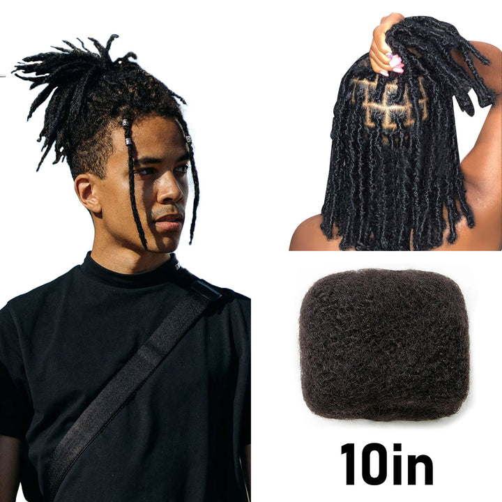 FAMILOCS 10inch Afro Kinky Bulk 100% Human Hair for Man/Women with Needle and Comb