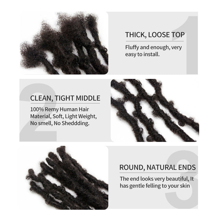 0.8cm ButterflyDreadlocks Extensions 100% Human Hair  for Man/Women with Needle and Comb