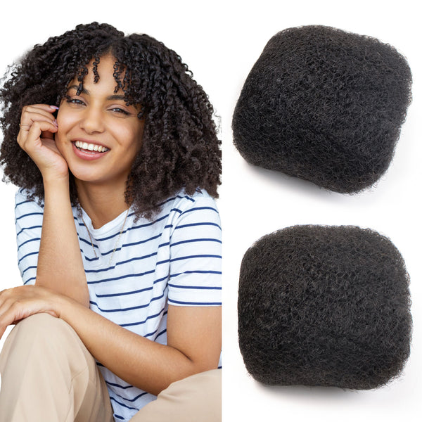 FAMILOCS Natural Black Afro Kinky Bulk Human Hair for Braiding and Loc Extensions Soft Natural Texture