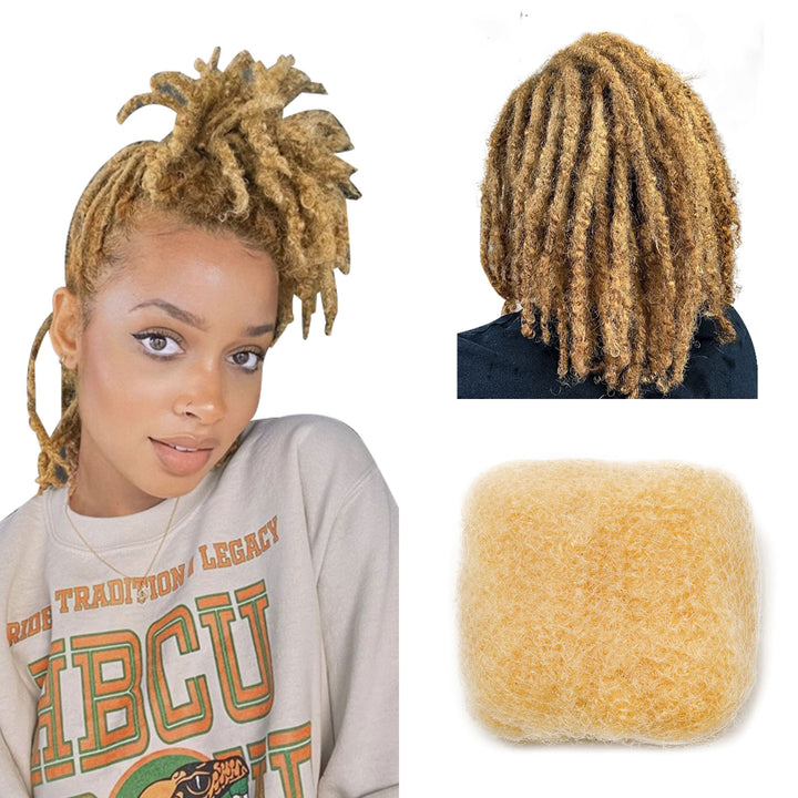 30g Tight Afro Kinkys Bulk Human Hair for DreadLocks Extensions, Loc Repair,Twist and Braiding (Light Blonde, 1 Bundles)