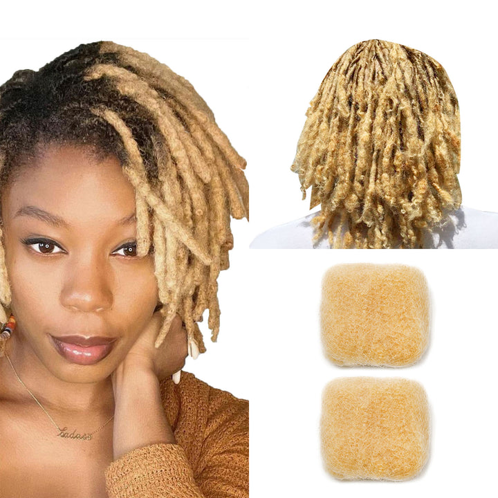 60g Tight Afro Kinkys Bulk Human Hair for DreadLocks Extensions, Loc Repair,Twist and Braiding (Light Blonde, 2 Bundles)