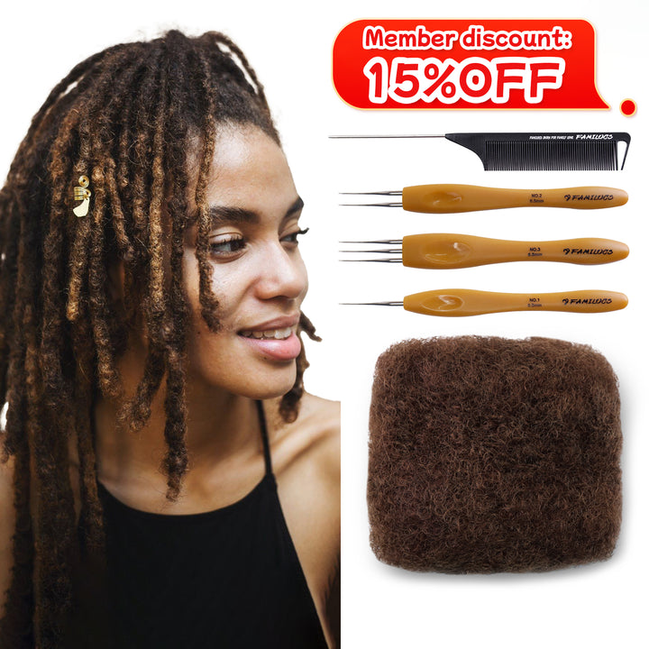 30g Tight Afro Kinkys Bulk Human Hair for DreadLocks Extensions, Loc Repair,Twist and Braiding (33 Brown, 1 Bundles)