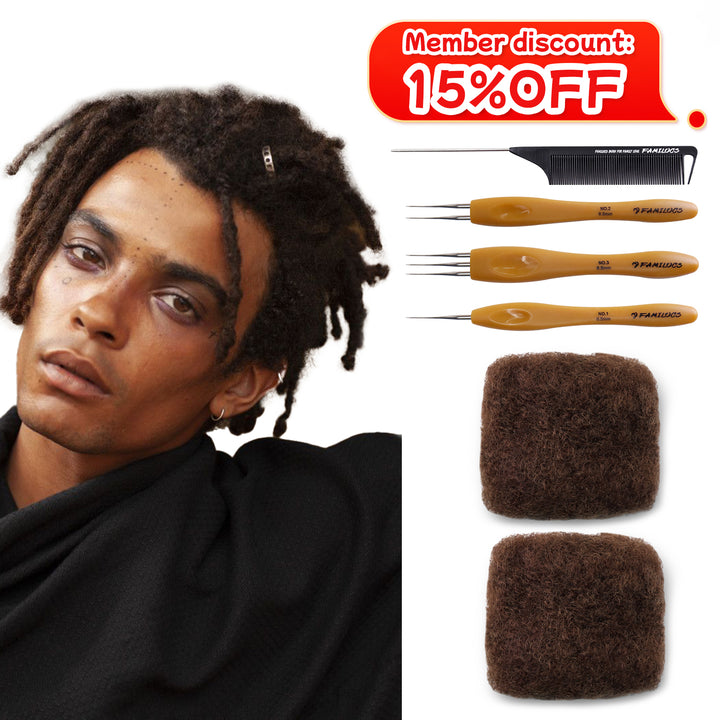 60g Tight Afro Kinkys Bulk Human Hair for DreadLocks Extensions, Loc Repair,Twist and Braiding (33 Brown, 2 Bundles)