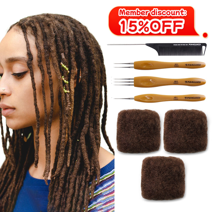 90g Tight Afro Kinkys Bulk Human Hair for DreadLocks Extensions, Loc Repair,Twist and Braiding (33 Brown, 3 Bundles)