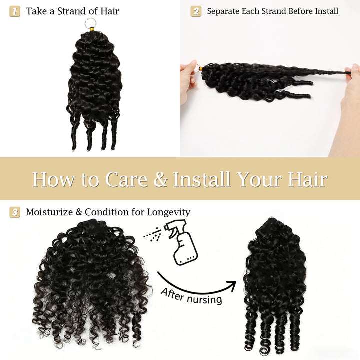 FAMILOCS Burmese Curly Crochet Hair 100% Human Hair Natural Black Lightweight Extensions-4