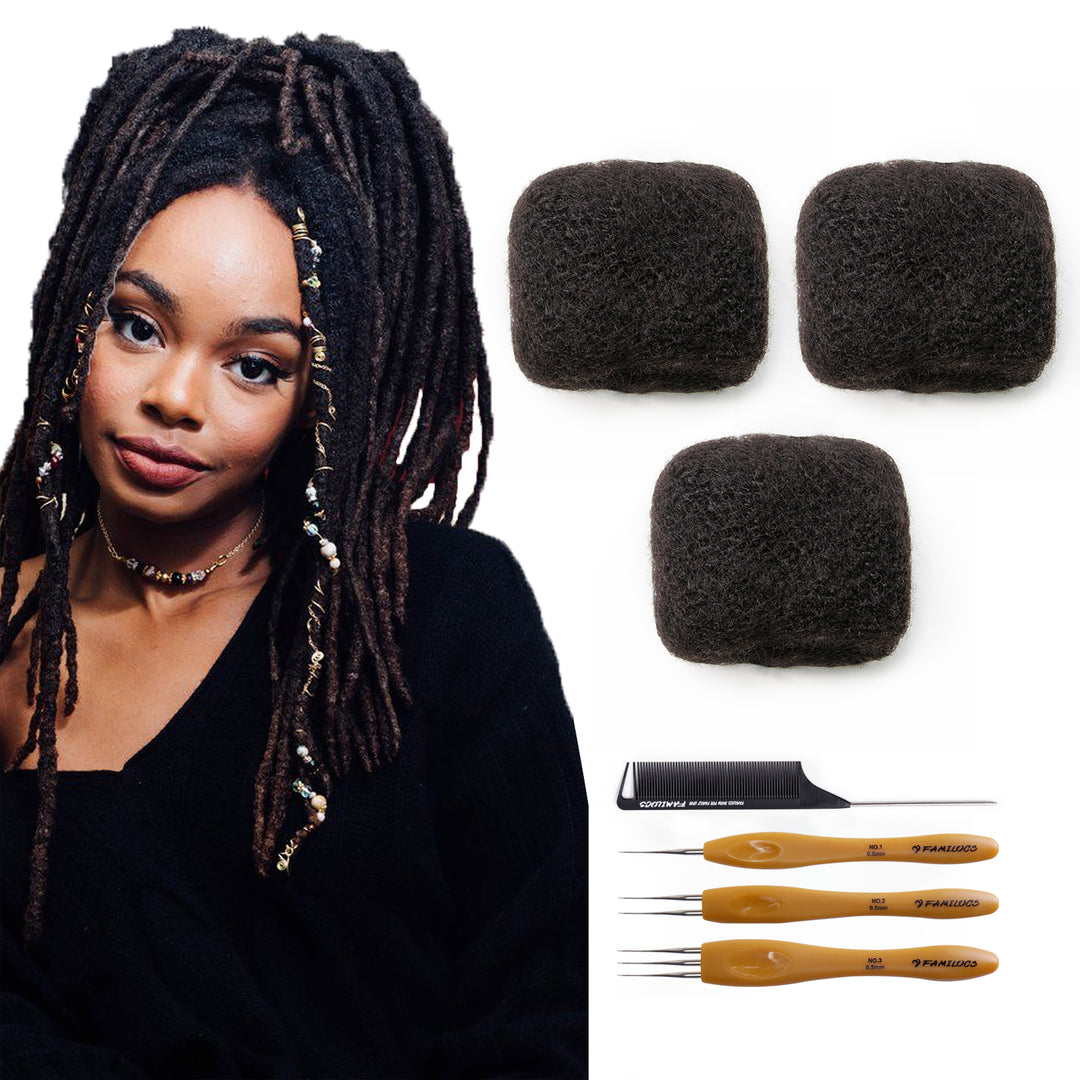 FAMILOCS Natural Black Afro Kinky Bulk Human Hair for Braiding and Loc Extensions Soft Natural Texture-21