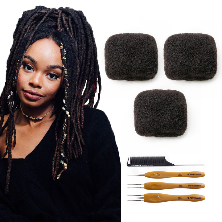 FAMILOCS Natural Black Afro Kinky Bulk Human Hair for Braiding and Loc Extensions Soft Natural Texture-21