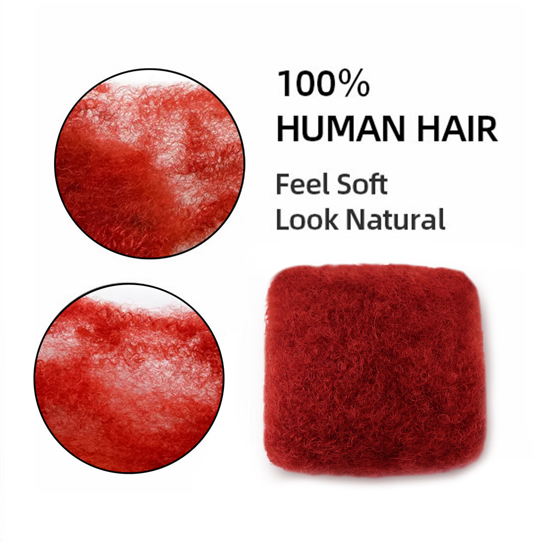 150g Tight Afro Kinkys Bulk Human Hair for DreadLocks Extensions, Loc Repair,Twist and Braiding (Red, 5 Bundles）