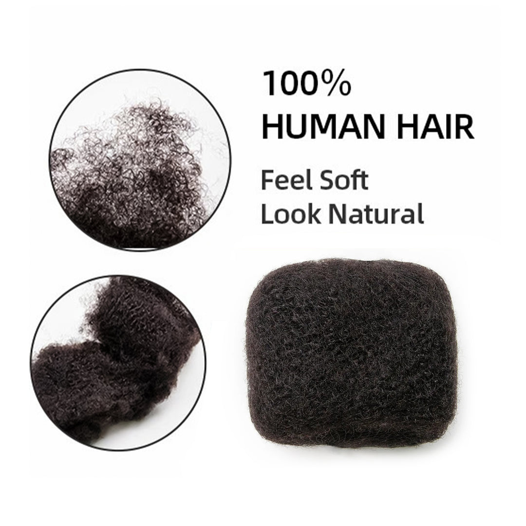 60g Tight Afro Kinkys Bulk Human Hair for DreadLocks Extensions, Loc Repair,Twist and Braiding (Natural Black, 2 Bundles)