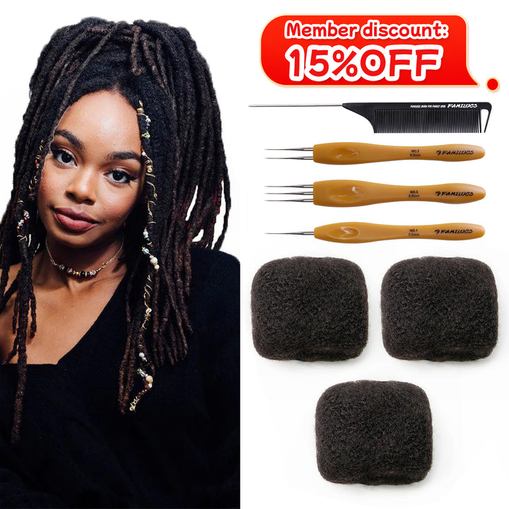 90g Tight Afro Kinkys Bulk Human Hair for DreadLocks Extensions, Loc Repair,Twist and Braiding (Natural Black, 3 Bundles)