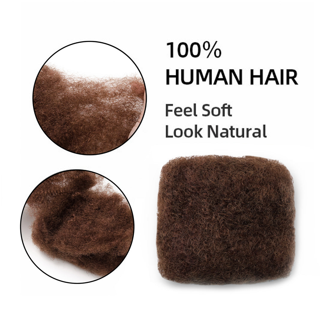 30g Tight Afro Kinkys Bulk Human Hair for DreadLocks Extensions, Loc Repair,Twist and Braiding (33 Brown, 1 Bundles)