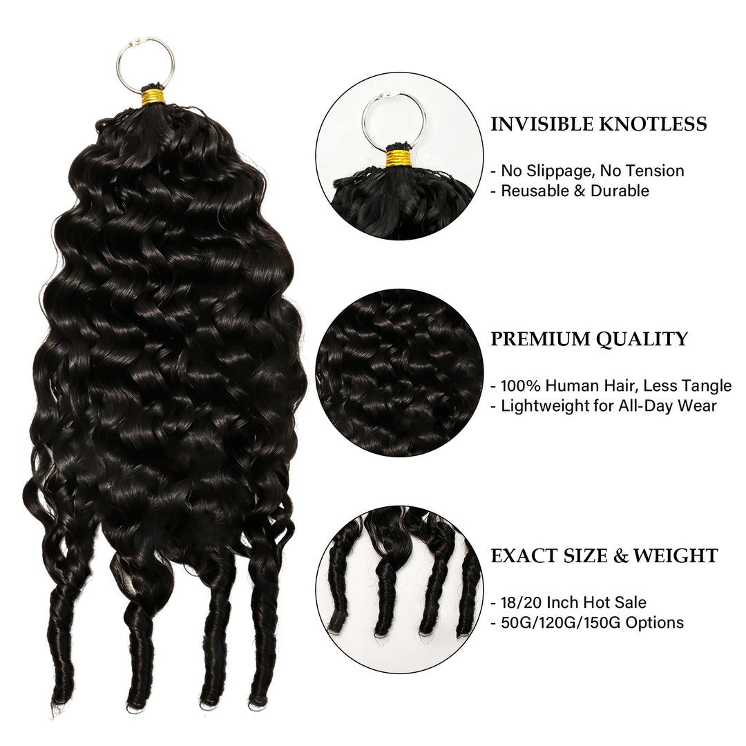 FAMILOCS Burmese Curly Crochet Hair 100% Human Hair Natural Black Lightweight Extensions-5