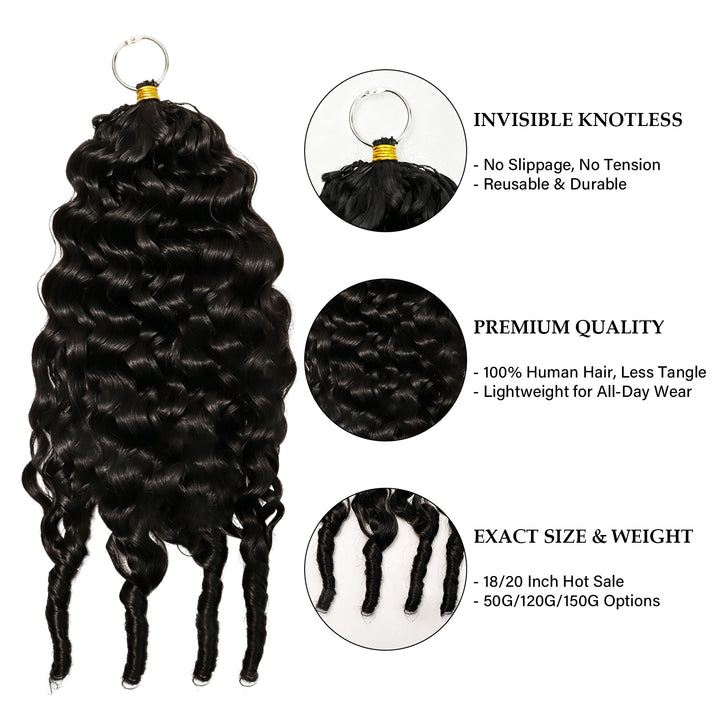 FAMILOCS Burmese Curly Crochet Hair 100% Human Hair Natural Black Lightweight Extensions-5