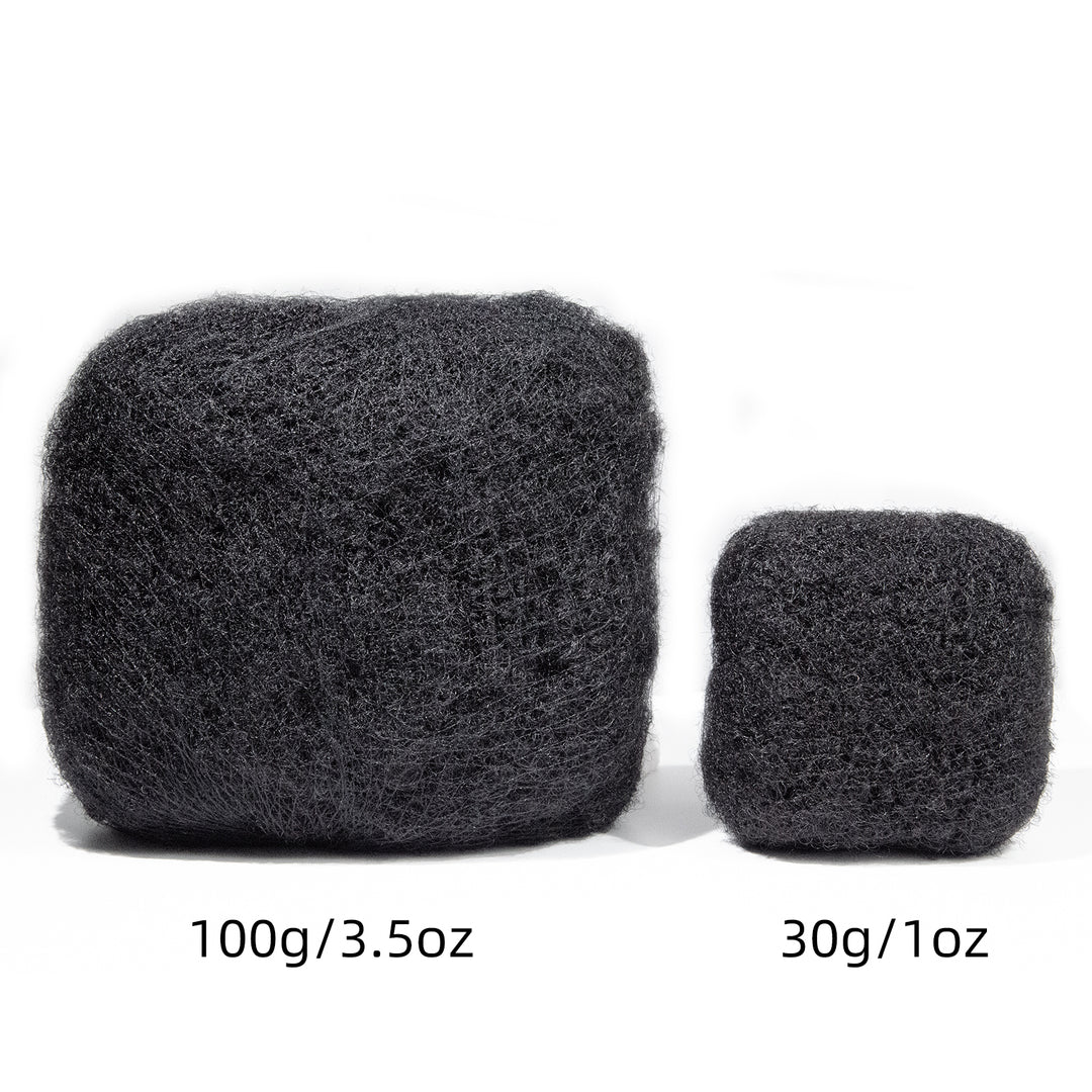 FAMILOCS 100g Afro Kinky Bulk Human Hair for Draedlock Extensions, Repair Locs, Twists and Braids, 1B Natural Black Color Can be Dyed and Bleached