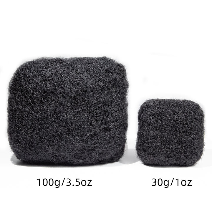 FAMILOCS 100g Afro Kinky Bulk Human Hair for Draedlock Extensions, Repair Locs, Twists and Braids, 1B Natural Black Color Can be Dyed and Bleached