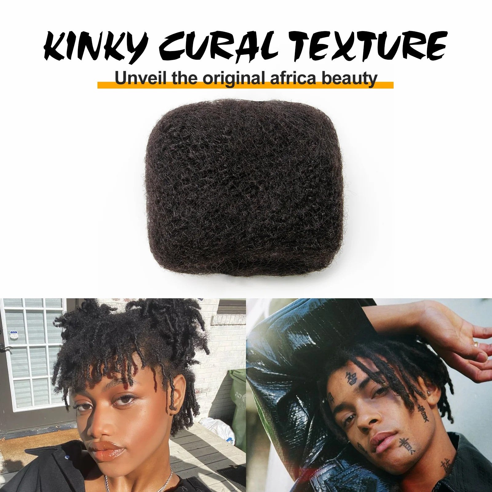 FAMILOCS 10inch Afro Kinky Bulk 100% Human Hair for Man/Women with