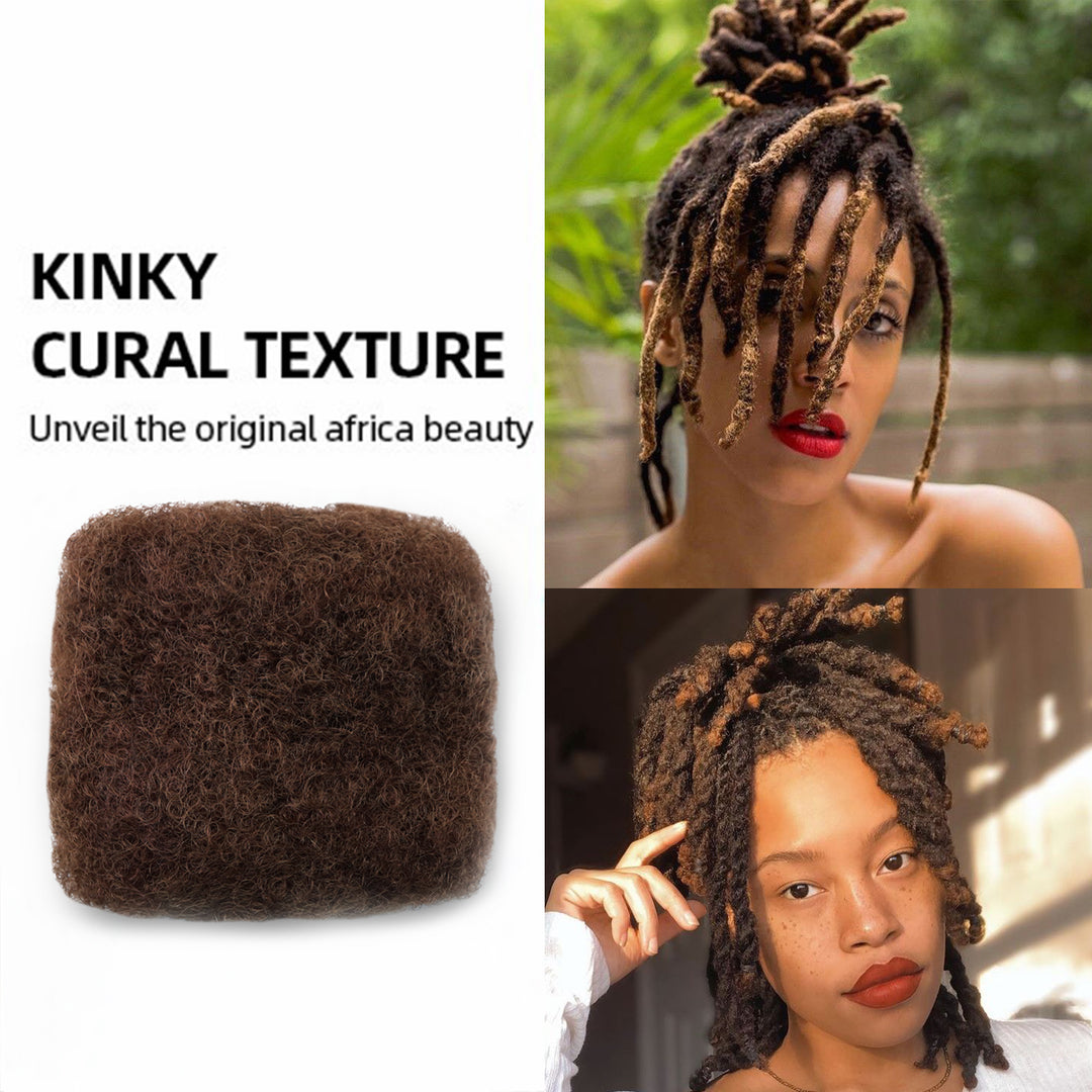 90g Tight Afro Kinkys Bulk Human Hair for DreadLocks Extensions, Loc Repair,Twist and Braiding (33 Brown, 3 Bundles)