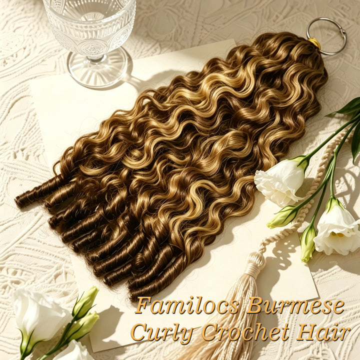 FAMILOCS Burmese Curly Crochet Hair 100% Human Hair Natural Black Lightweight Extensions-9