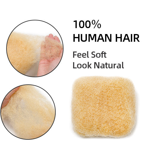 300g Tight Afro Kinkys Bulk Human Hair for DreadLocks Extensions, Loc Repair,Twist and Braiding (Light Blonde, 10 Bundles)