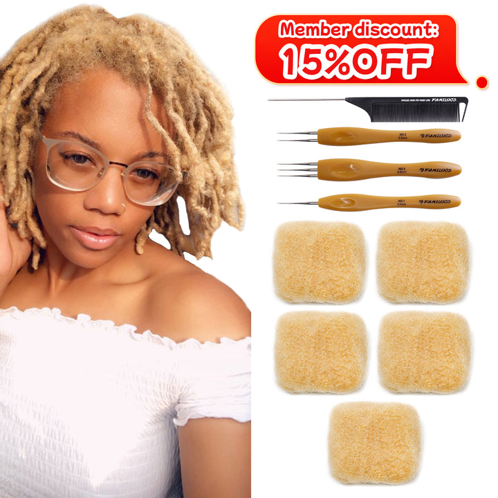 150g Tight Afro Kinkys Bulk Human Hair for DreadLocks Extensions, Loc Repair,Twist and Braiding (Light Blonde, 5 Bundles)