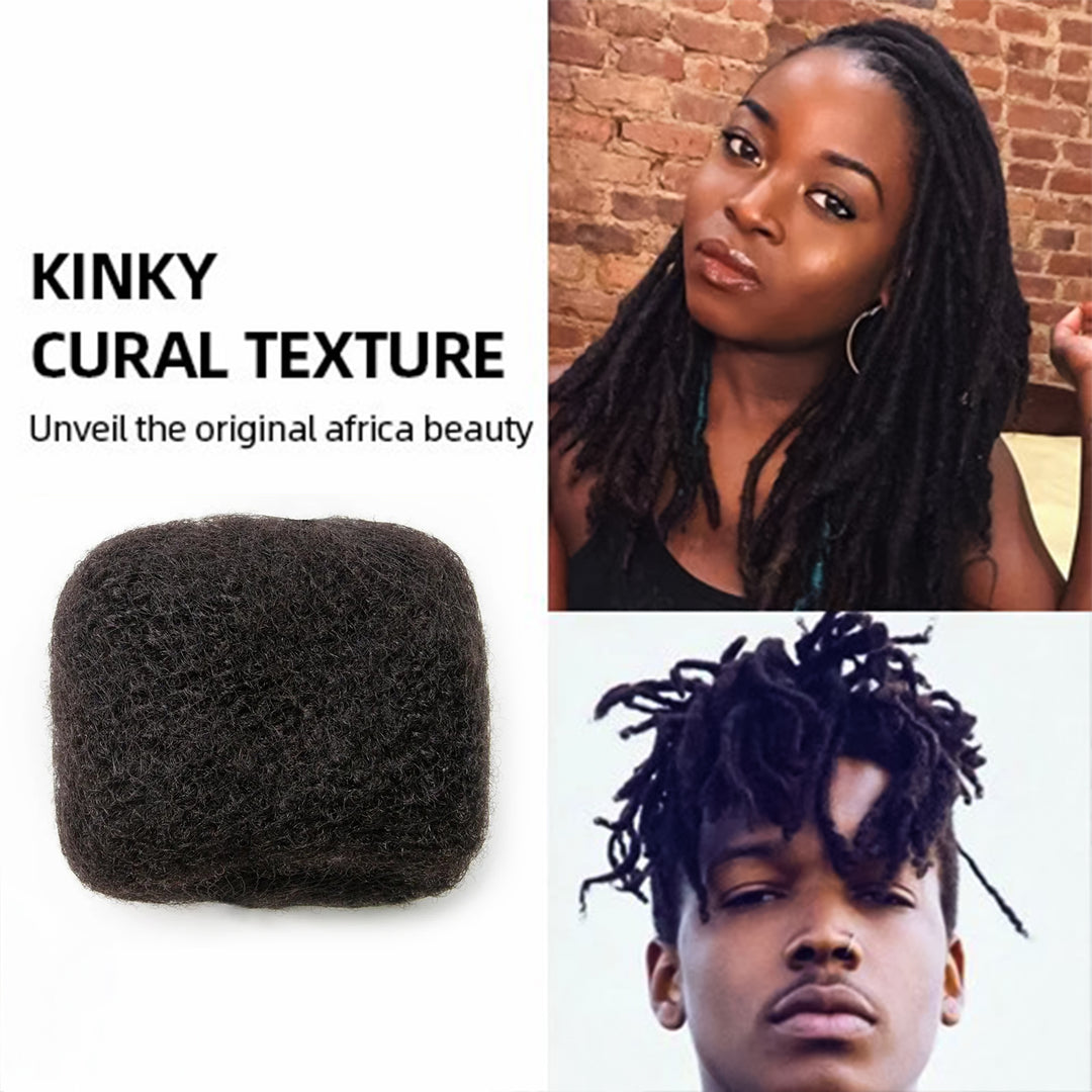 300g Tight Afro Kinkys Bulk Human Hair for DreadLocks Extensions, Loc Repair,Twist and Braiding (Natural Black, 10 Bundles)