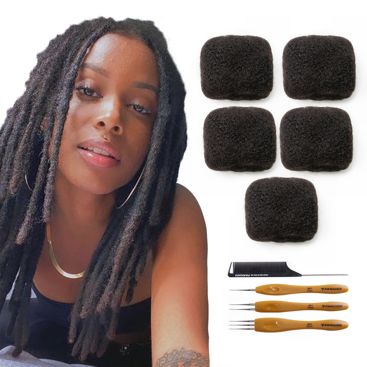 FAMILOCS Natural Black Afro Kinky Bulk Human Hair for Braiding and Loc Extensions Soft Natural Texture-13