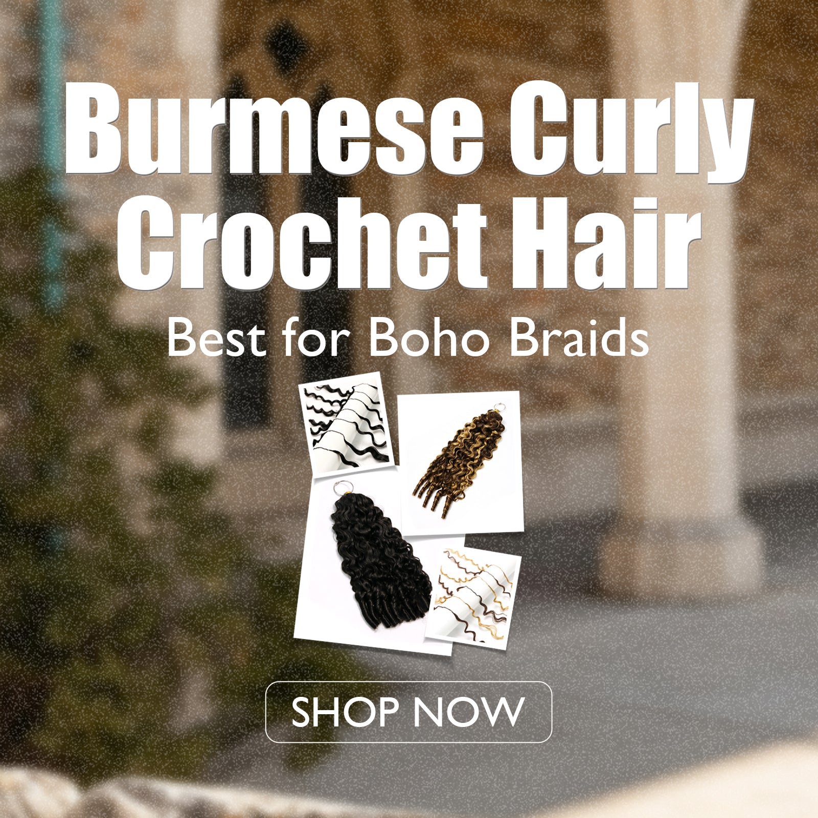 FamiLocs Burntese curly crochet hair extensions for boho braids, featuring natural black and honey blonde styles moblie