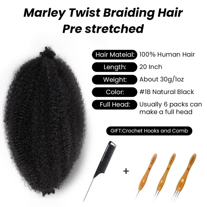 16-20 Inch Marley Twist Braiding Human Hair