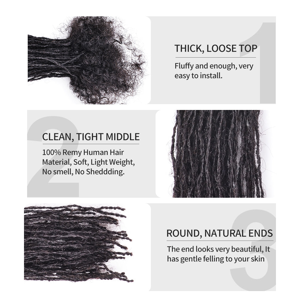 0.1cm Micro Dreadlocks Extensions 100% Human Hair  for Man/Women with Needle and Comb