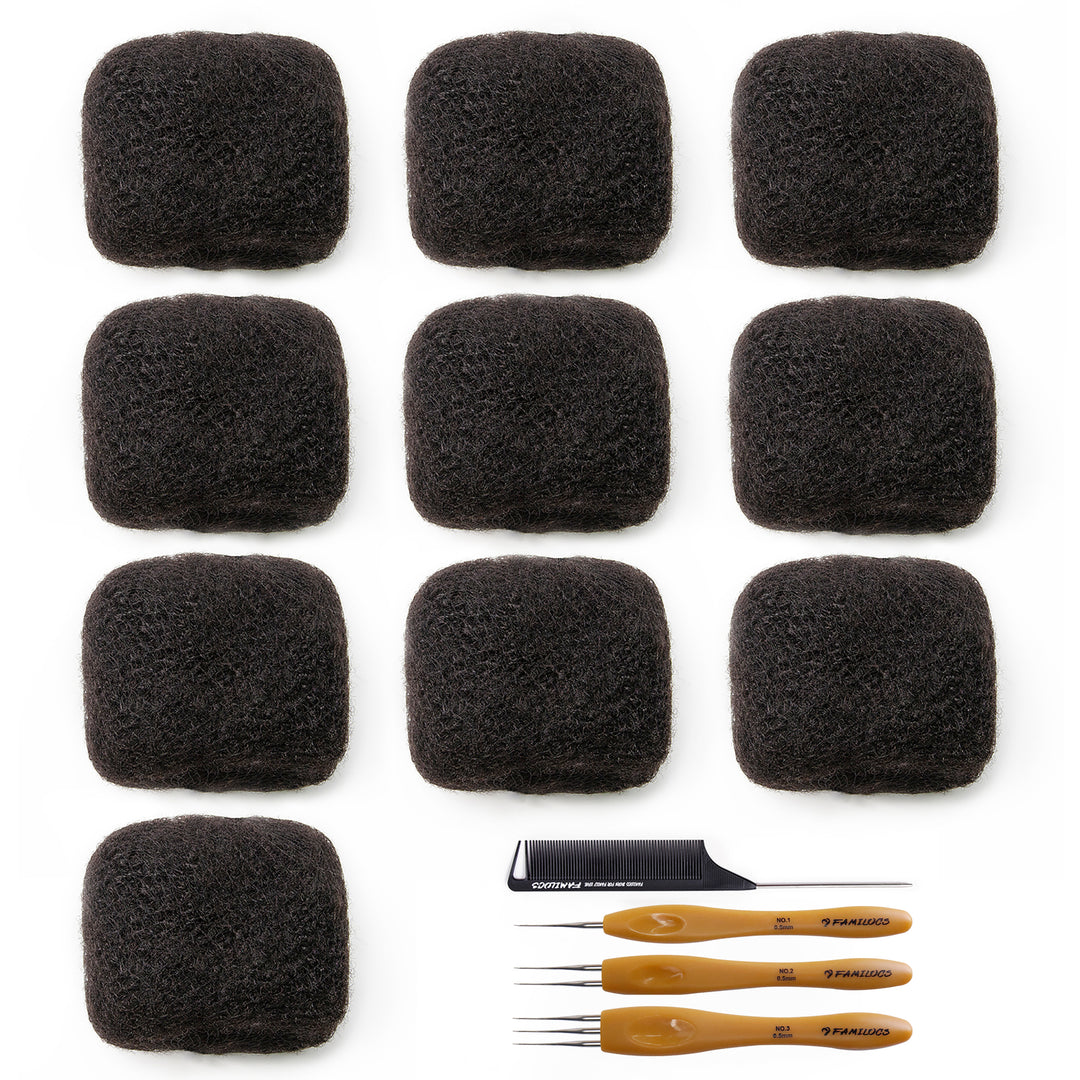 FAMILOCS Natural Black Afro Kinky Bulk Human Hair for Braiding and Loc Extensions Soft Natural Texture-14