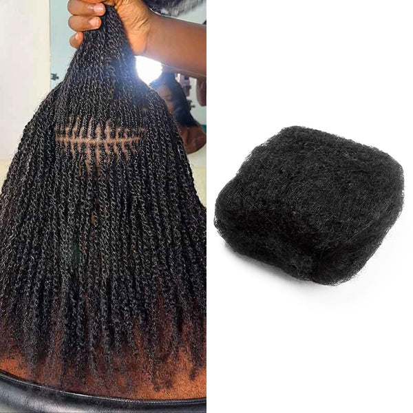 FAMILOCS 3 Packs Natural Black Afro Kinky Bulk Human Hair for Braiding and Loc Extensions Soft Natural Texture